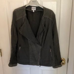 Suede and linen jacket